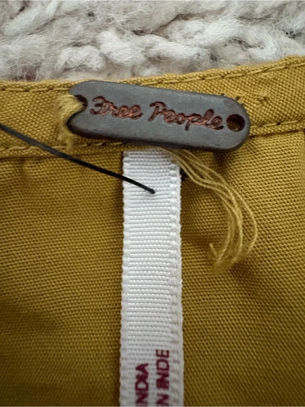 Free People XS Mustard Puff Sleeve Babydoll Peplum Top, Cottagecore Boho